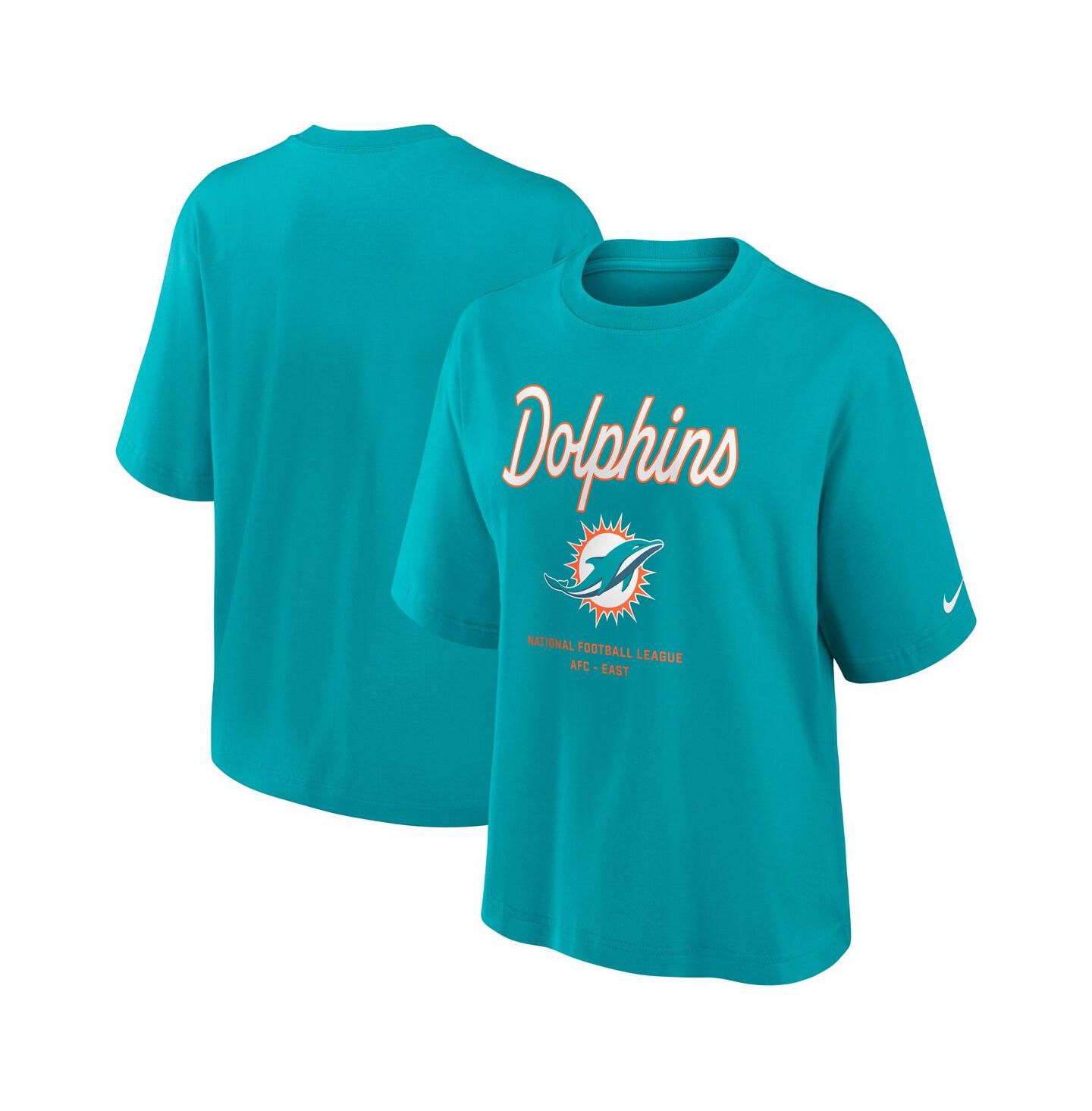 Женская футболка Nike Aqua Miami Dolphins Essential Script Relaxed Boxy — фото 1