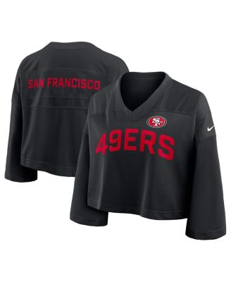 Nike - Women's Black San Francisco 49ers Primetime Cropped Mesh Fashion Jersey