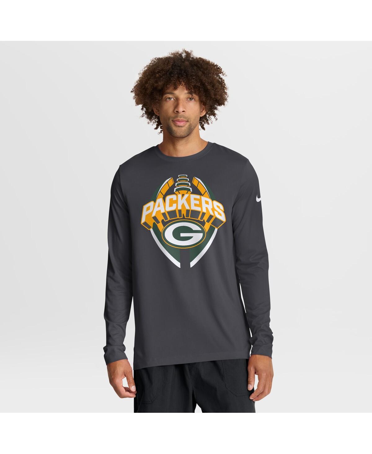 Nike Men's Anthracite Green Bay Packers Primetime Legend Icon Performance Long Sleeve T-shirt In Gray