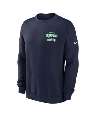 Men's College Navy Seattle Seahawks Primetime Club Fleece Pullover Sweatshirt