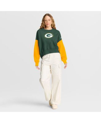 Women's Green Green Bay Packers Oversized Color Block Pullover Sweatshirt