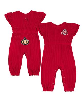 Colosseum - Baby Boys and Girls Scarlet Ohio State Buckeyes Beautopia Waffle Knit Romper