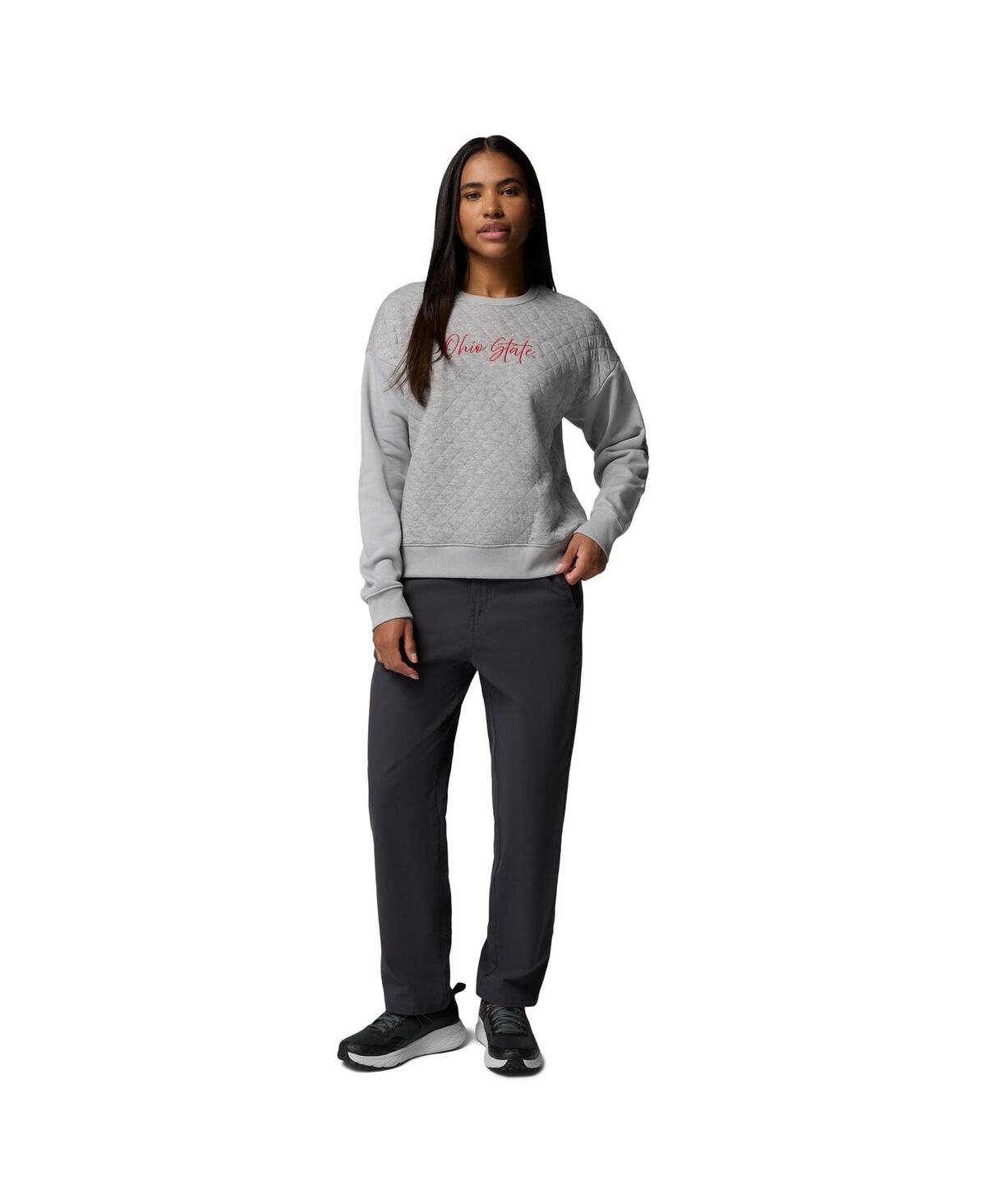 Columbia Women's Gray Ohio State Buckeyes Collegiate Hart Mountain Quilted Sweatshirt In Gray