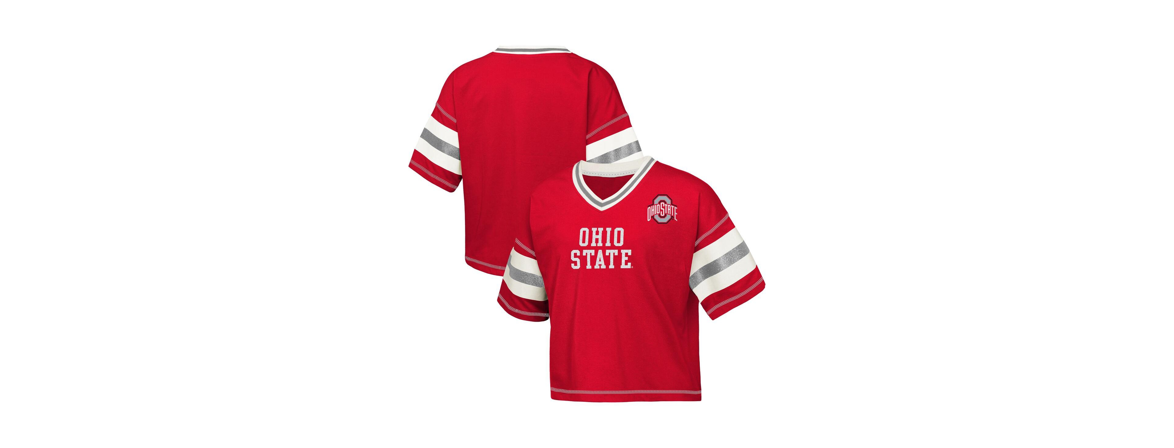 Outerstuff Big Girls Scarlet Ohio State Buckeyes Gridiron Jersey V-Neck T-Shirt