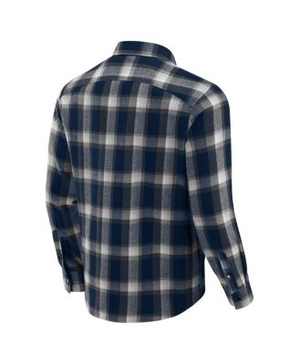 Darius Rucker Collection by Men's Navy Michigan Wolverines Team Flannel Plaid Full-Snap Shirt