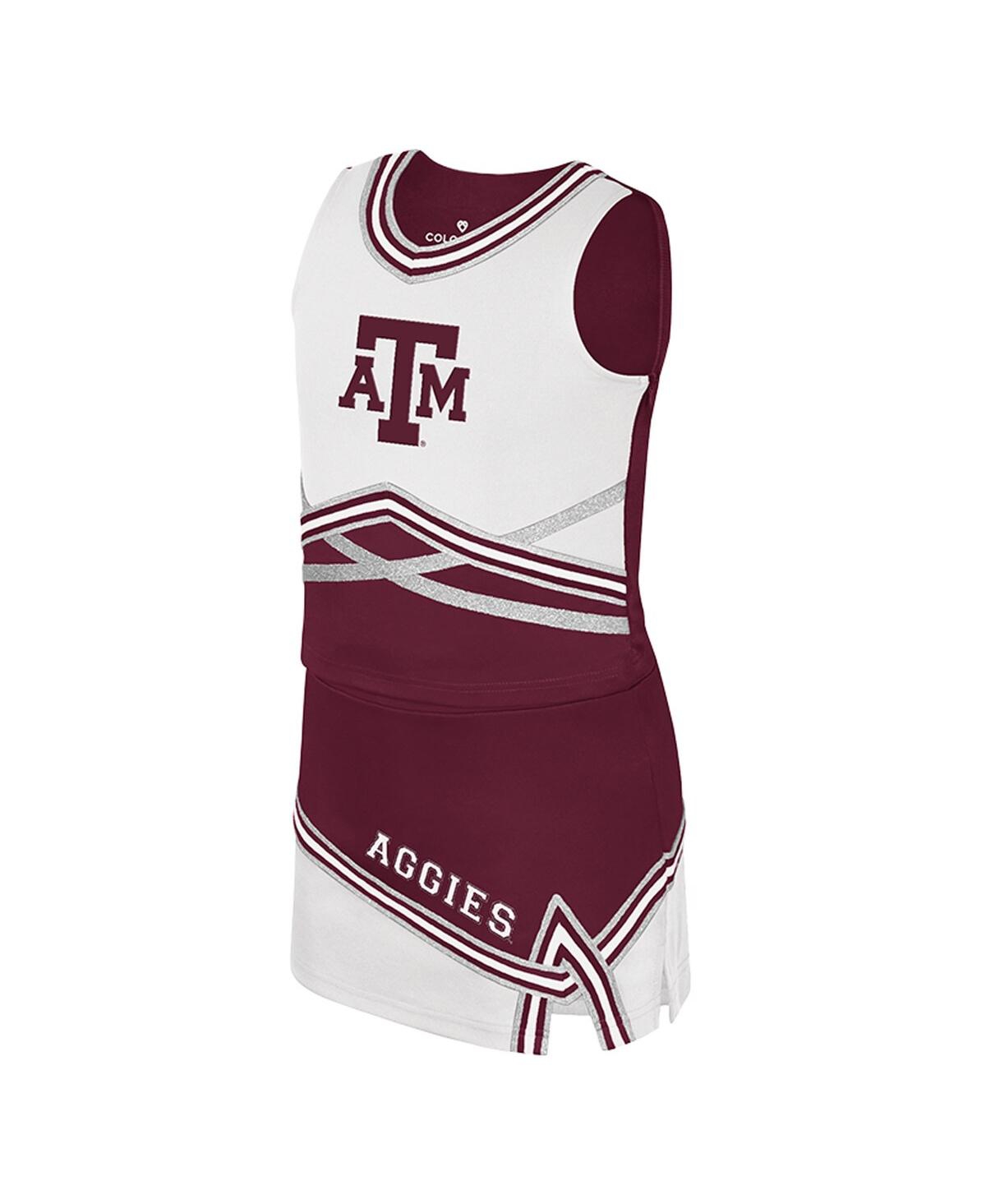 Colosseum Big Girls 2-piece Maroon Texas A&m Aggies Lollipop Park Cheer Set In White