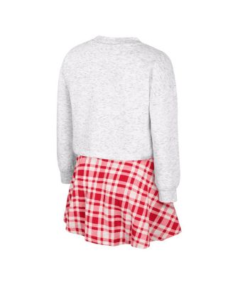 Big Girls 2-Piece Gray Ohio State Buckeyes Marceline Plaid Skirt and Top Set
