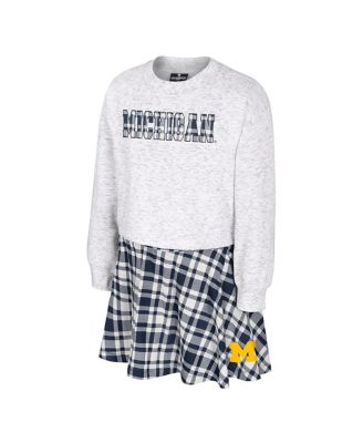 Big Girls 2-Piece Gray Michigan Wolverines Marceline Plaid Skirt and Top Set