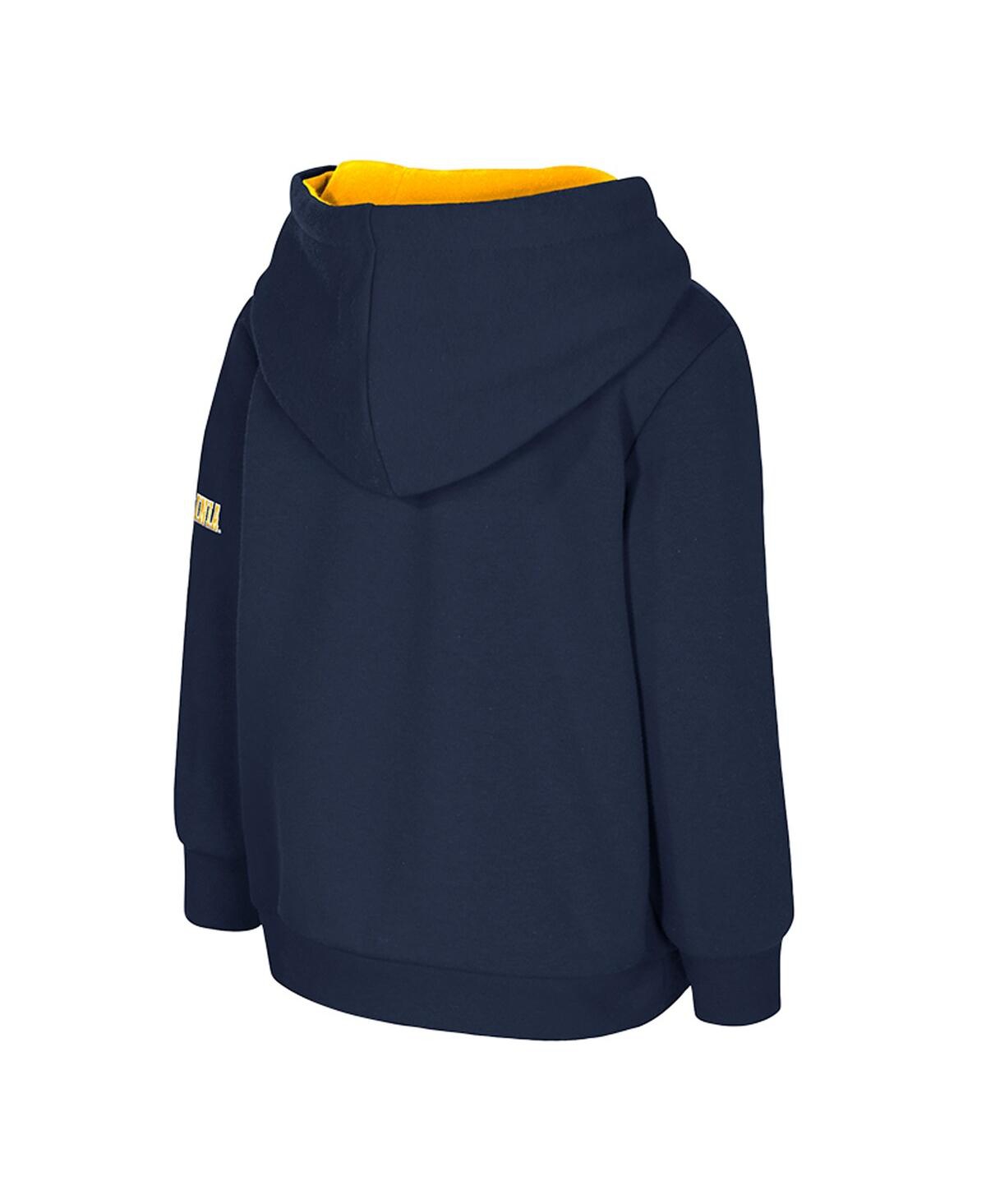 Colosseum Toddler Navy West Virginia Mountaineers Big Logo Volume Fleece Pullover Hoodie In Blue