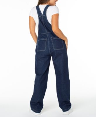 Juniors' Straight-Leg Denim Overalls