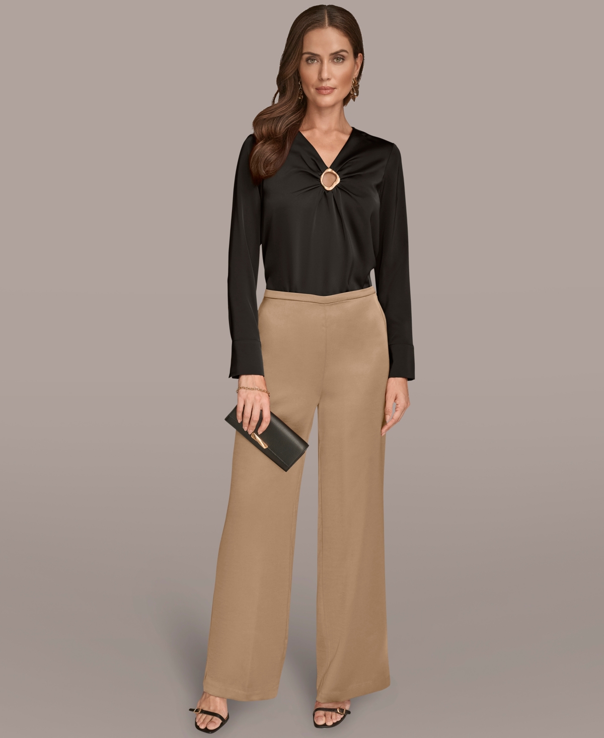 Donna Karan Women's Wide Leg Pants In Brown