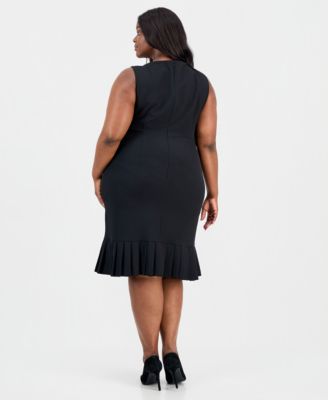 Plus Size Sleeveless Pleated-Hem Sheath Dress
