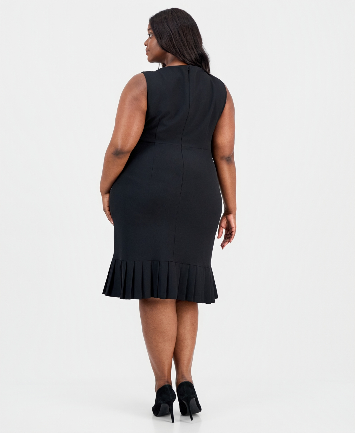 Kasper Plus Sleeveless Pleated-Hem Sheath Dress