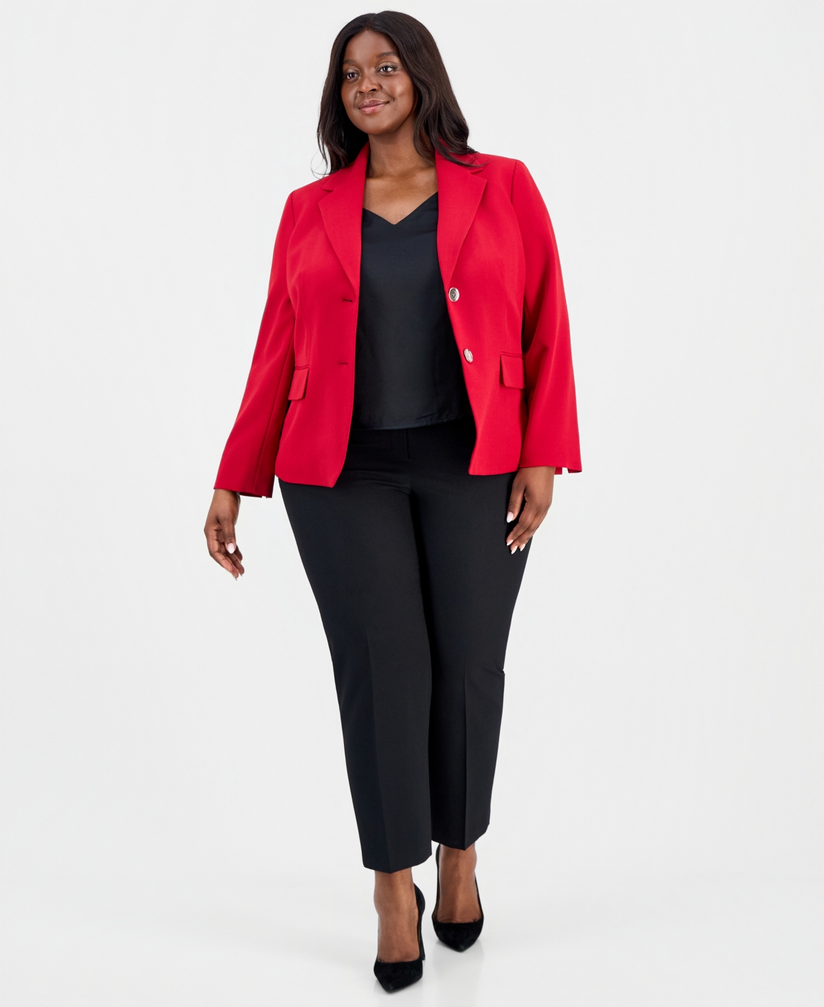 Kasper Plus Stretch Crepe Two-Button Blazer