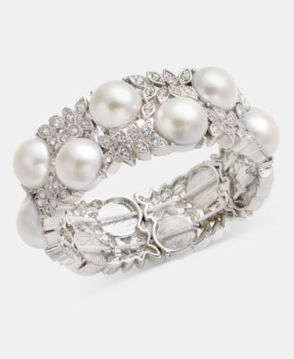 Charter Club - Crystal & Imitation Pearl Stretch Bracelet