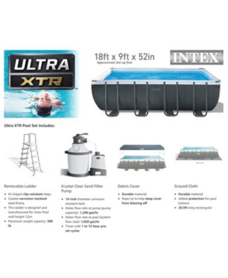 18' x 9' x 52" Ultra XTR Rectangular Frame Swimming Pool Set with Pump