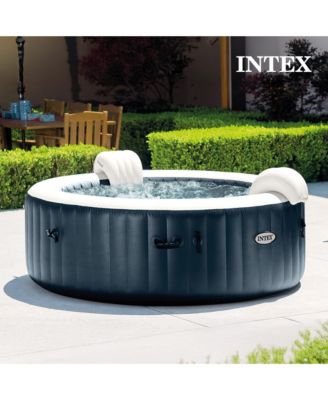 PureSpa Plus 6 Person Inflatable Round Hot Tub Set with 170 AirJets, Blue