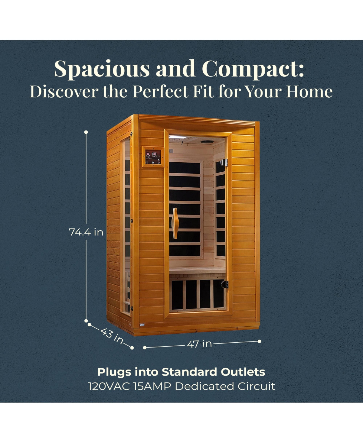 Dynamic Andora 2 Person Low Emf 6 Heating Panel Infrared Therapy Sauna with Bluetooth