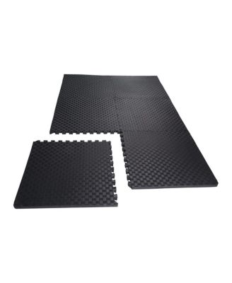 48 Sq Ft Interlocking EVA Foam Exercise Mat Tiles, Black