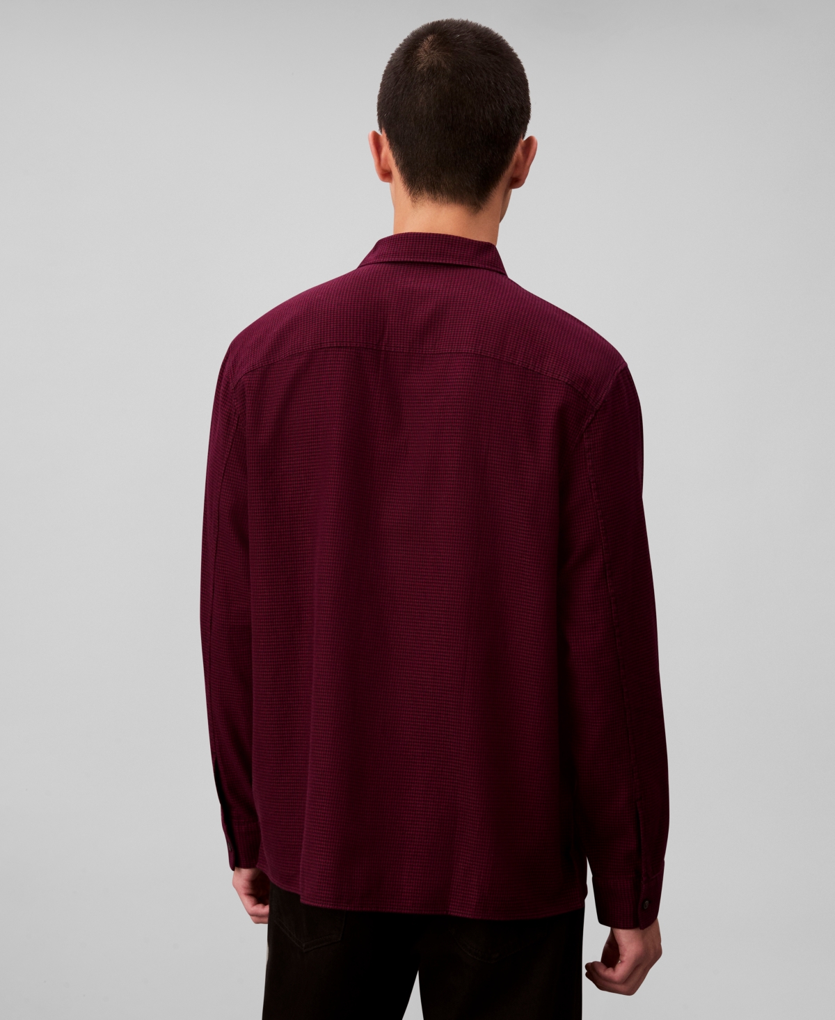 Calvin Klein Men's Classic-fit Yarn-dyed Houndstooth Shirt In Burgundy