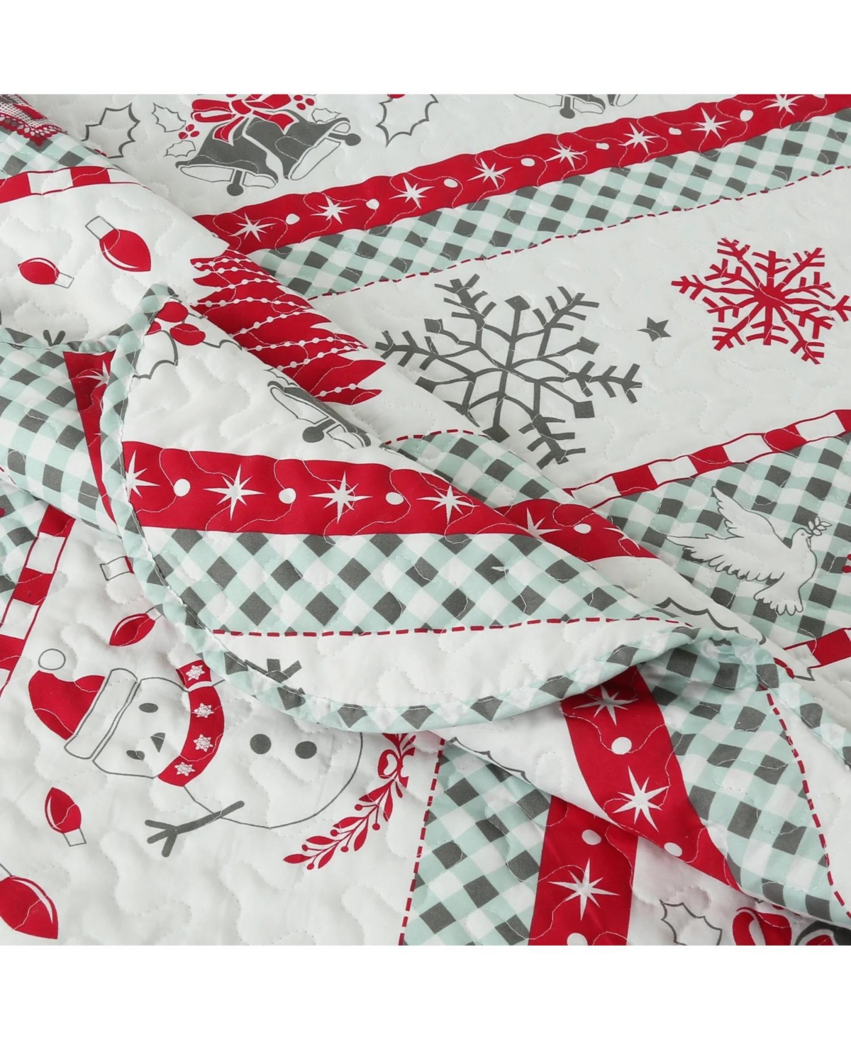 MarCielo 3 Pcs Winter Christmas Quilt Bedspread Set