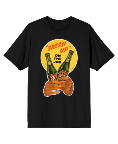 Мужская футболка 7UP Fresh Up On The Job 2 Green Bottles Black Short Sleeve Adult T-Shirt-3XL, цвет: Чёрный