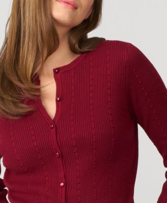 Women's Textured Rib Crewneck Cardigan