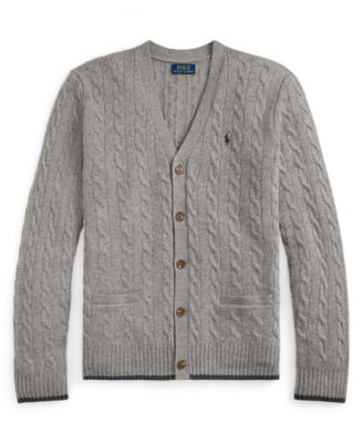 Men's Cable-Knit Wool-Cashmere Cardigan Sweater