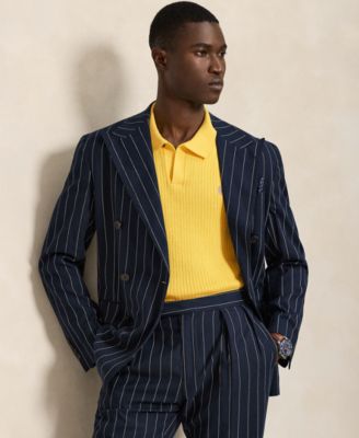 Men's Rib-Knit Cotton Polo-Collar Sweater