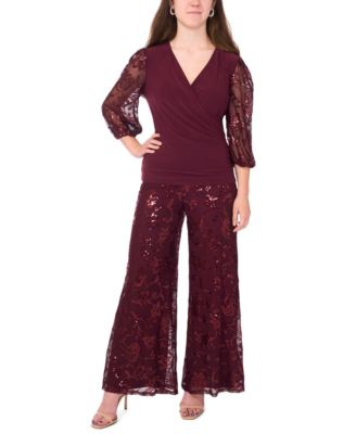 Petite Glitter Flowy Palazzo Pants