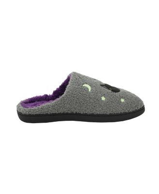 Men's Halloween Black Cat Glow Slippers - M