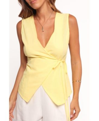 Women's Vanni Wrap Front Linen Top - Cream