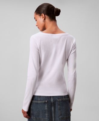 Women's Long Sleeve Ribbed Knit T-Shirt