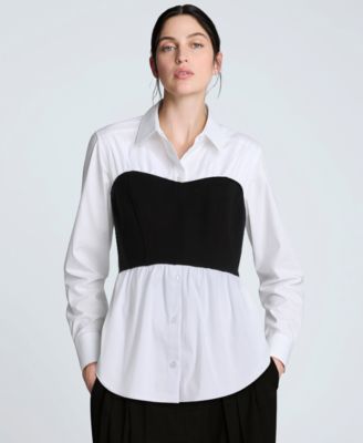 Women's Poplin Bustier-Style Shirt