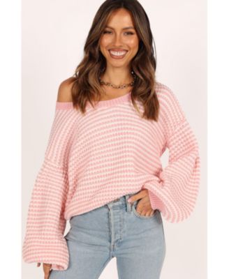 Women's Becca Crewneck Waffle Stitch Stripe Knit Sweater
