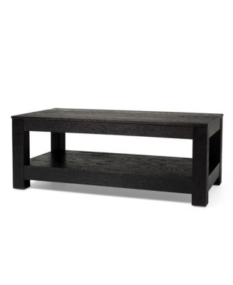 Paulo Wooden Coffee Table with Set of 2 Side Tables, Weathered Black