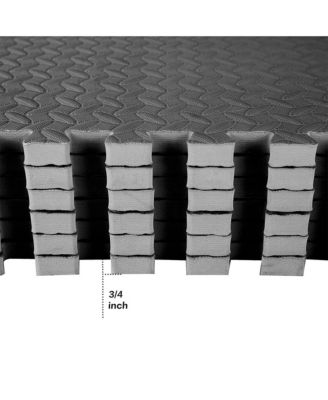 96 Sq Ft Interlocking Exercise Mat Tiles, Black (2 Pack)