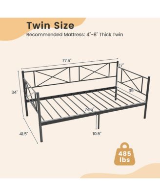 Twin Size Metal Daybed Modern Platform Bed w/ Heavy-duty Metal Slat Support
