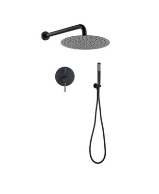 10" Matte Black Roud Rain Shower head and Handheld Shower Head Set