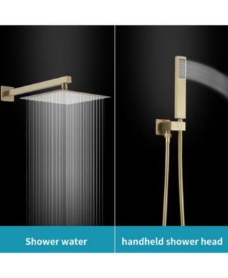 Luxurious Single Handle 2-Spray 10 in. Wall Mount Square Shower Head with Hand Shower Faucet