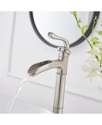 Waterfall Single Hole Single-Handle Vessel Bathroom Faucet with Pop-up Drain Assembly