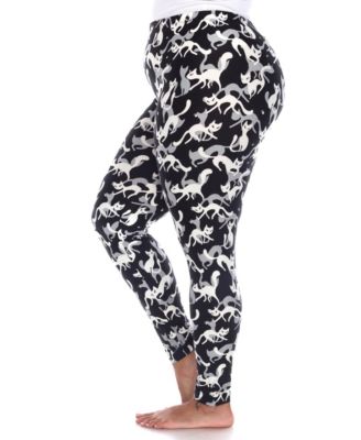 Plus Size Cat Print Legging Pants, 2-Pack