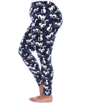 Plus Size Cat Print Legging Pants, 2-Pack