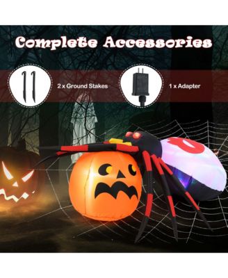 5 x 4.6 ft Inflatable Spider w/ Pumpkin LED Lighted Halloween Decoration w/ Colorful Rotating Light