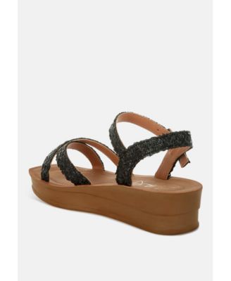 Womens Sephone Woven Square Toe Wedges Sandals