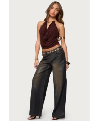 Women's Mileva Cuff Deep Cowl Neck Top