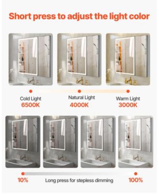 Lighted Medicine Cabinet with HD Tempered Glass Mirror Recessed Wall