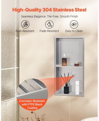 Stainless Steel Shower Niche Recessed Wall Shelf for Bathroom Storage