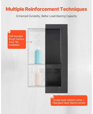 Double Recessed Shower Niche Wall Shelf for Bathroom Storage and Organization