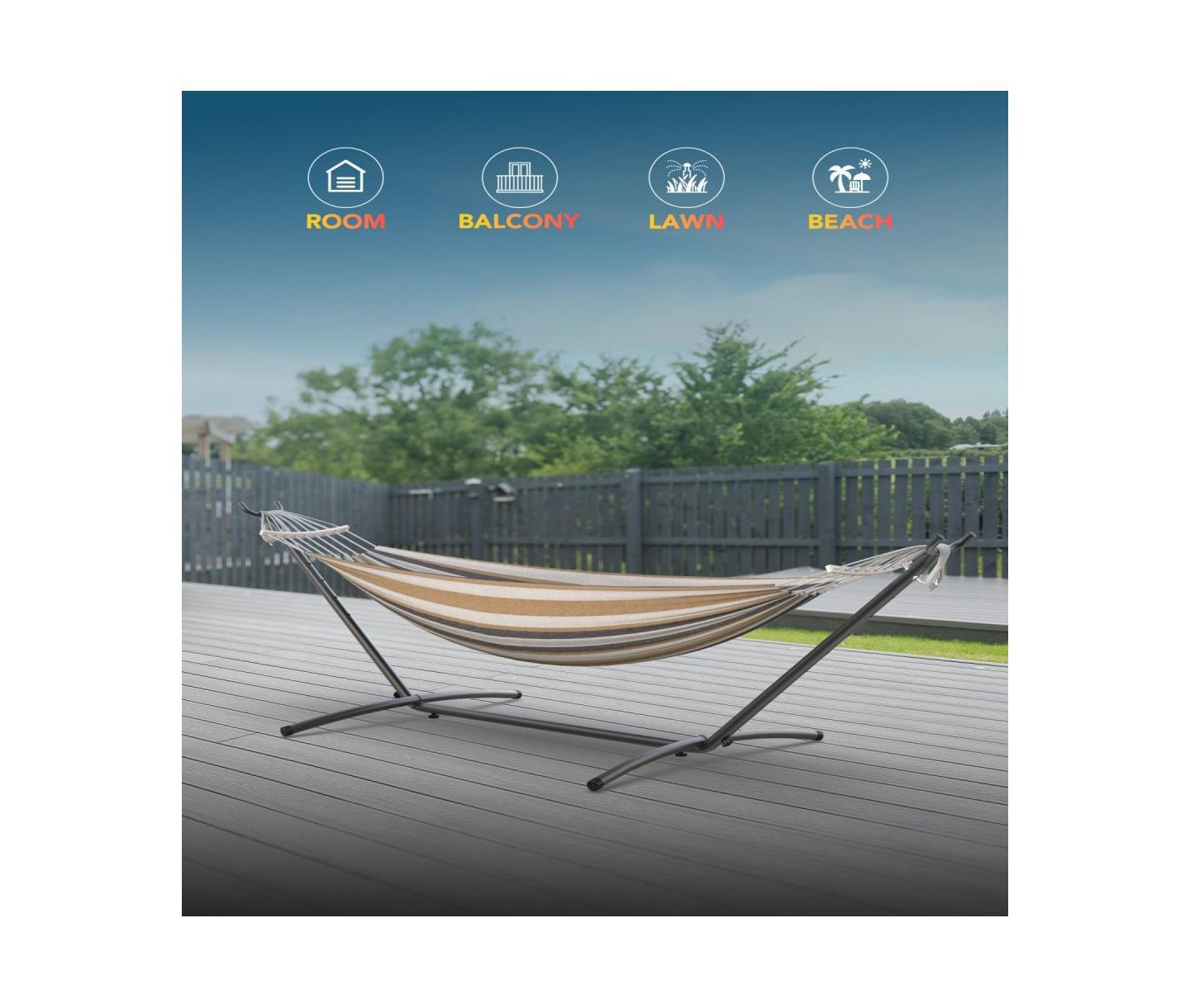 Детская игрушка Gyroor Heavy-Duty Steel Stand Double Hammock: Portable, Easy Assembly, 600lbs Capacity – Fit for Indoor/Yard/Camping/Outdoor — фото 3